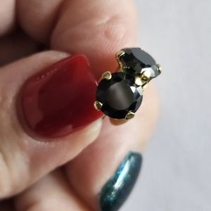 Black Cubic Zirconia 14K/925 sterling silver round stud 4.5 karat NWOT earrings